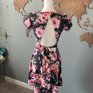 Gray and Pink Floral Dress